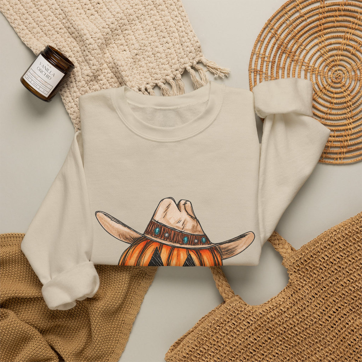 Cowboy pumpkin Crewneck Sweatshirt 
Fall drop