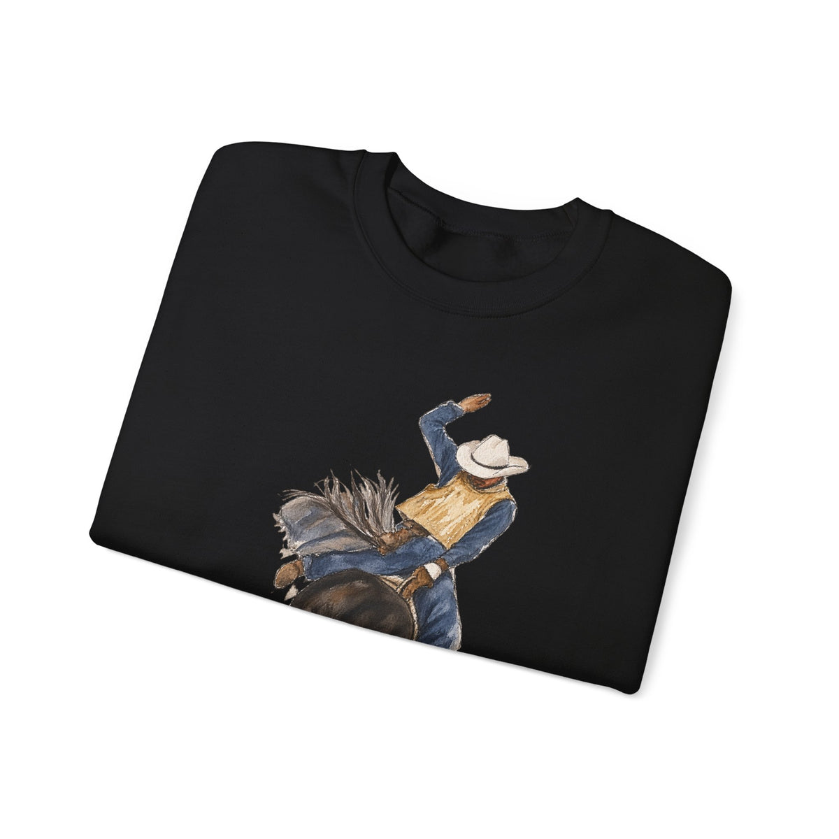 Watercolor bullriding Crewneck Sweatshirt artist Paula burtt-emry