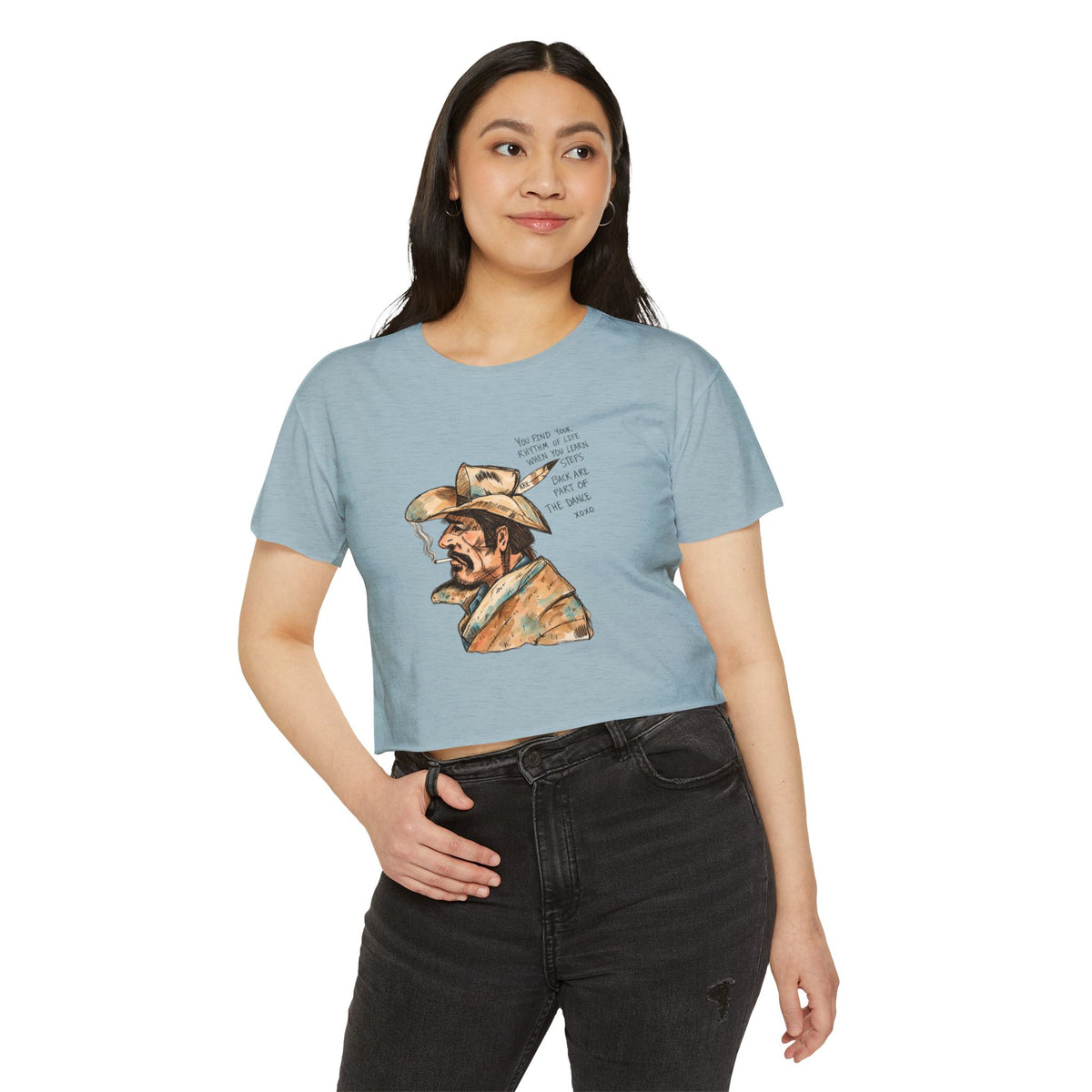 A cowboys word crop top