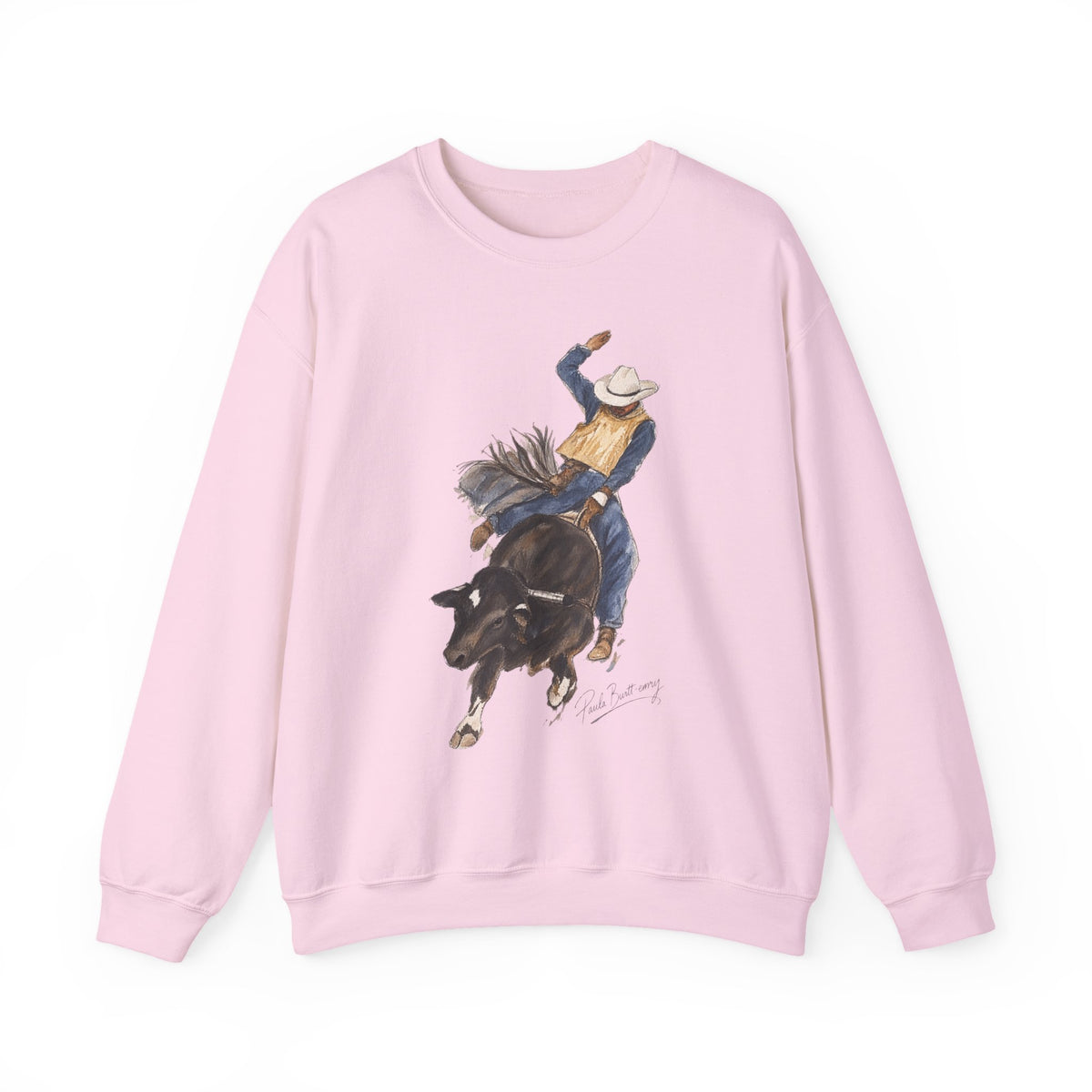 Watercolor bullriding Crewneck Sweatshirt artist Paula burtt-emry