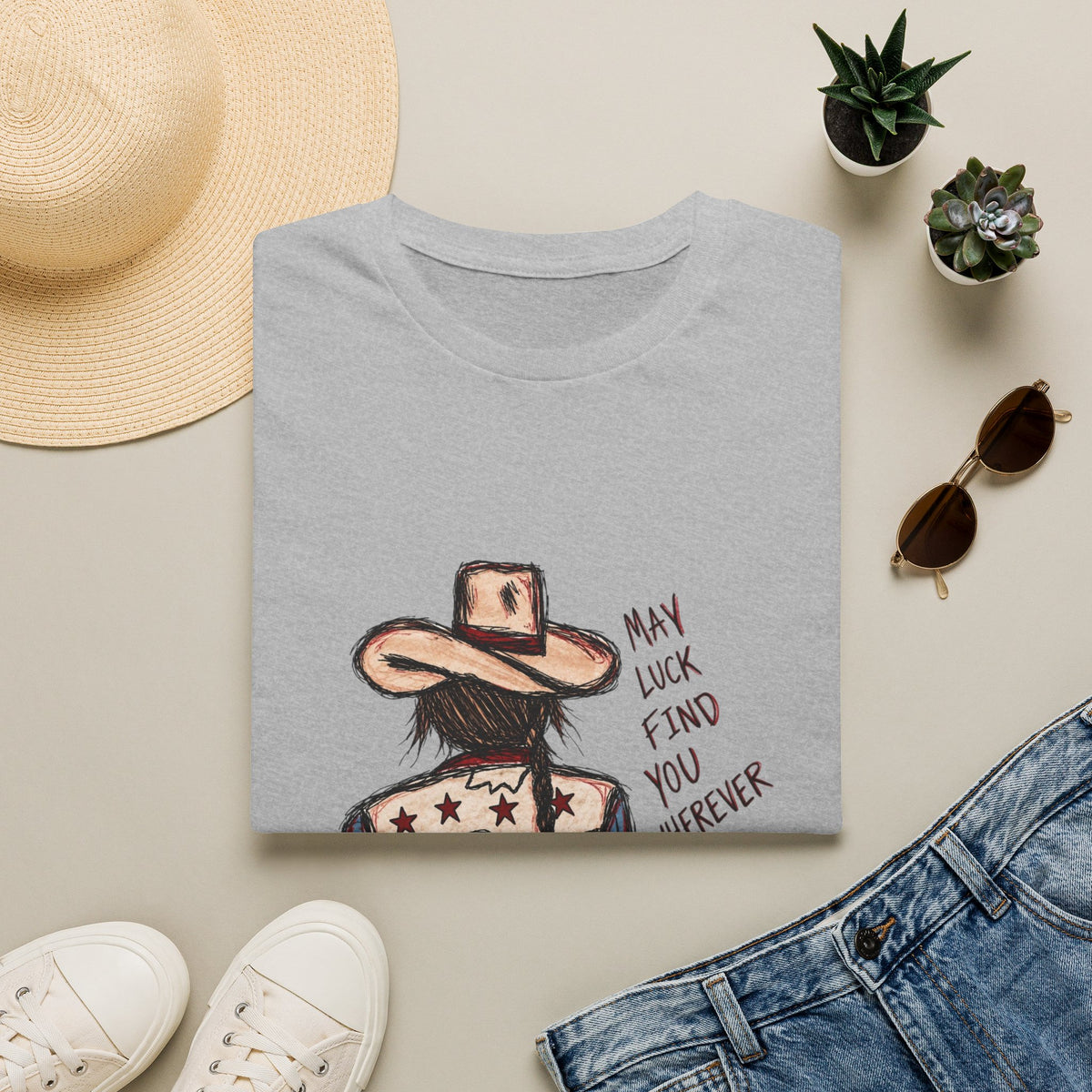 May luck find you wherever you go cowgirl T-shirt
