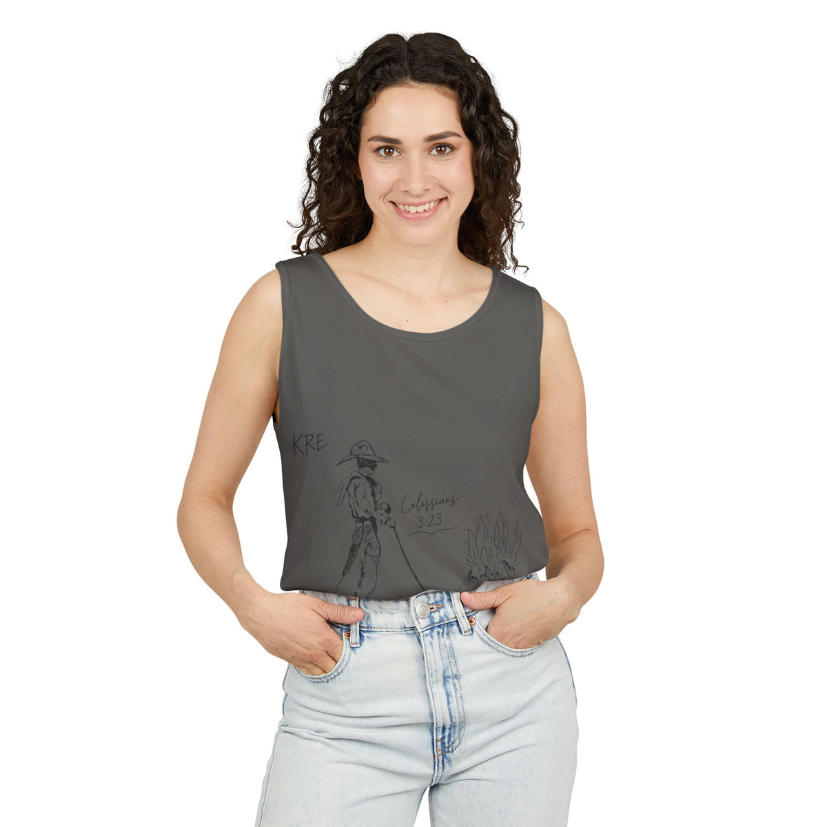 Cowboy bible verse Unisex Garment-Dyed Tank Top