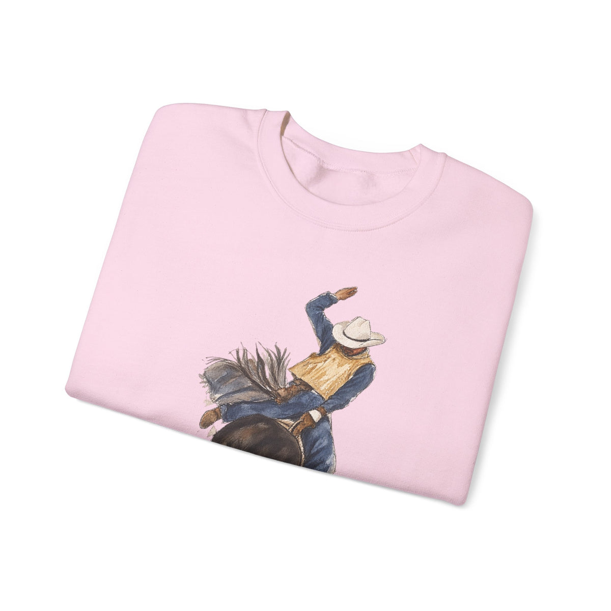 Watercolor bullriding Crewneck Sweatshirt artist Paula burtt-emry