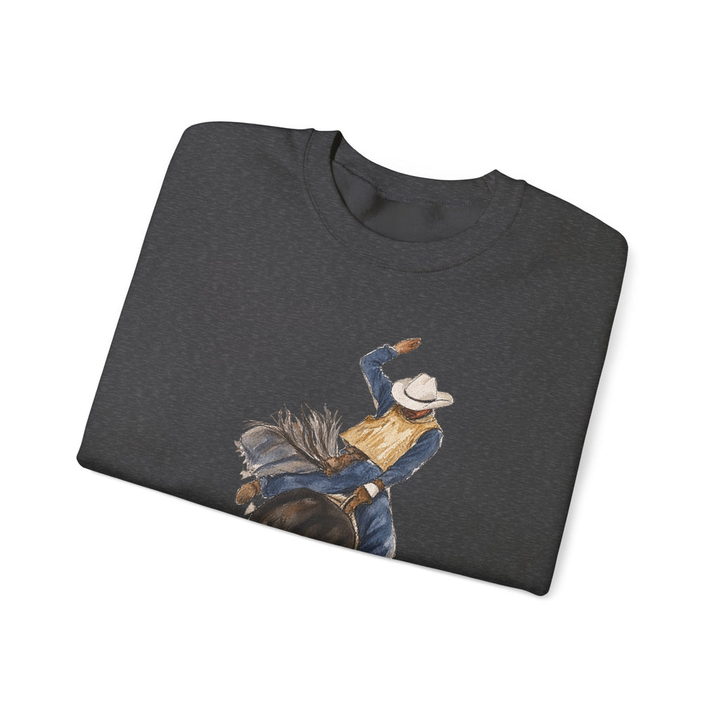 Watercolor bullriding Crewneck Sweatshirt artist Paula burtt-emry