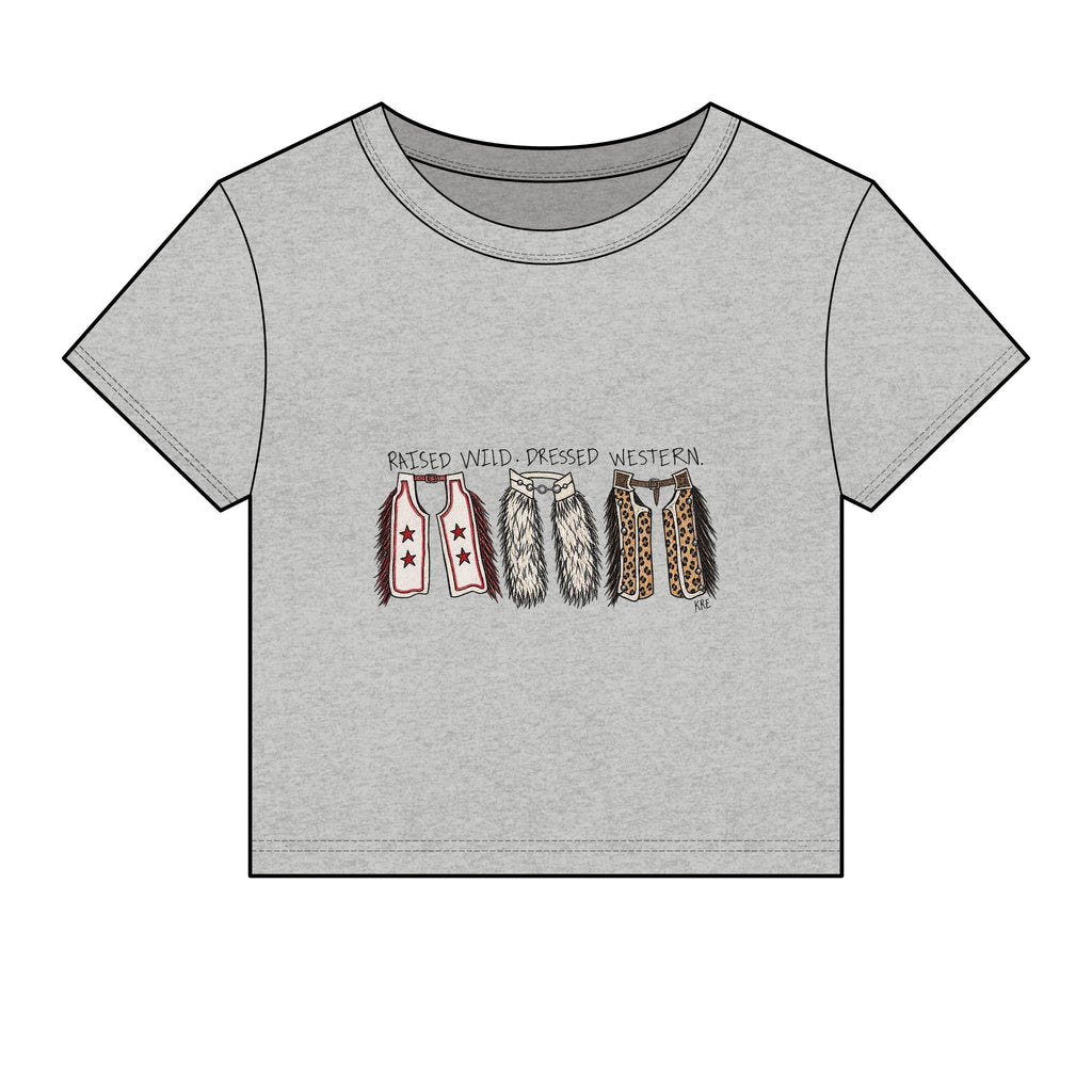 Raised wild,dressed western baby tee