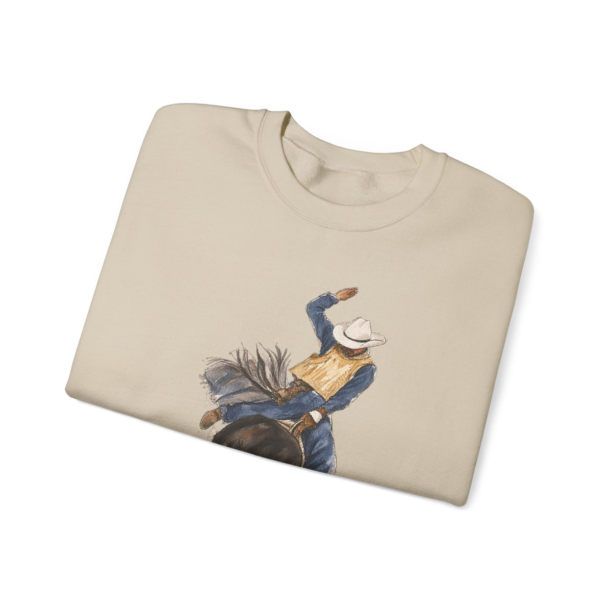 Watercolor bullriding Crewneck Sweatshirt artist Paula burtt-emry