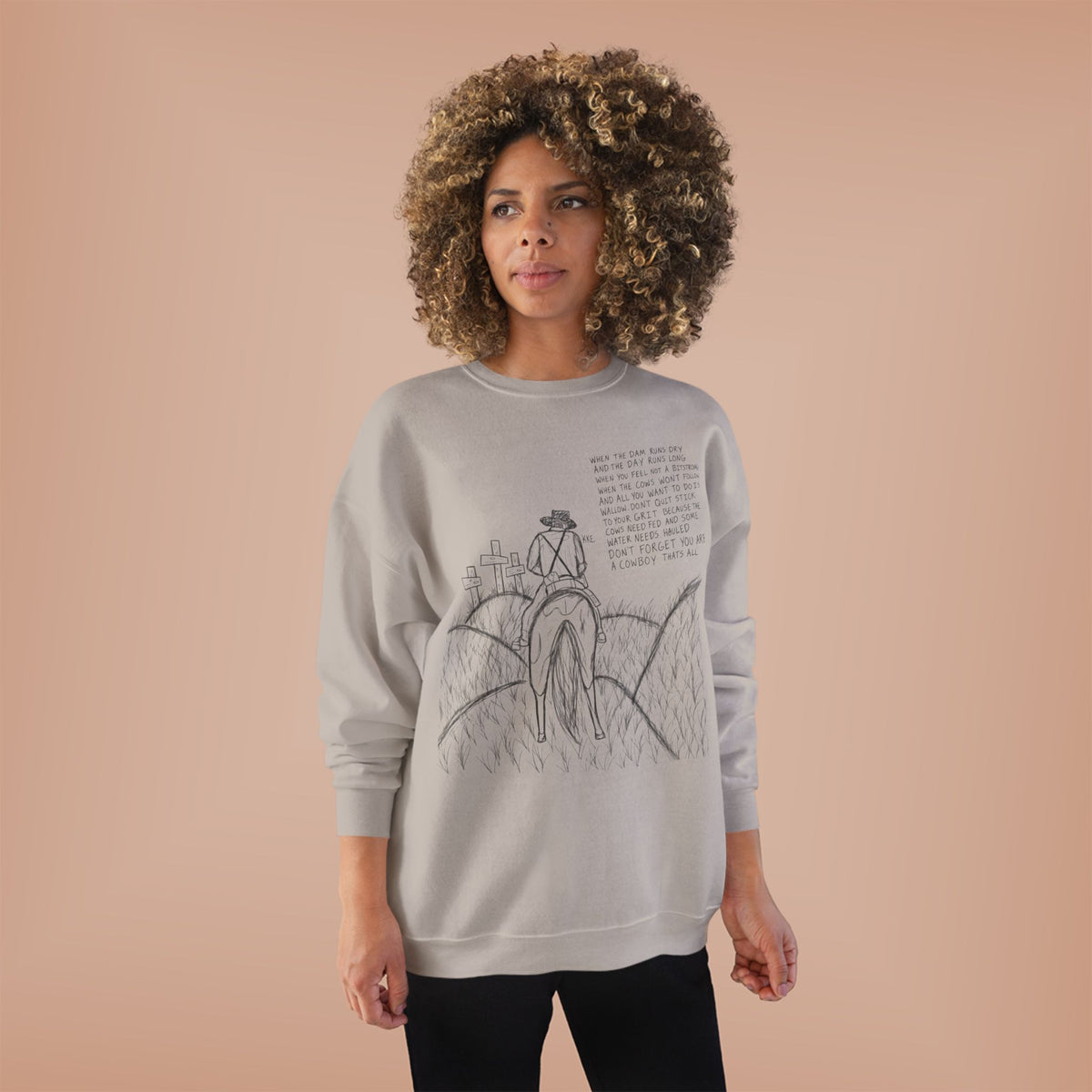 Cowboy that’s all poem crewneck