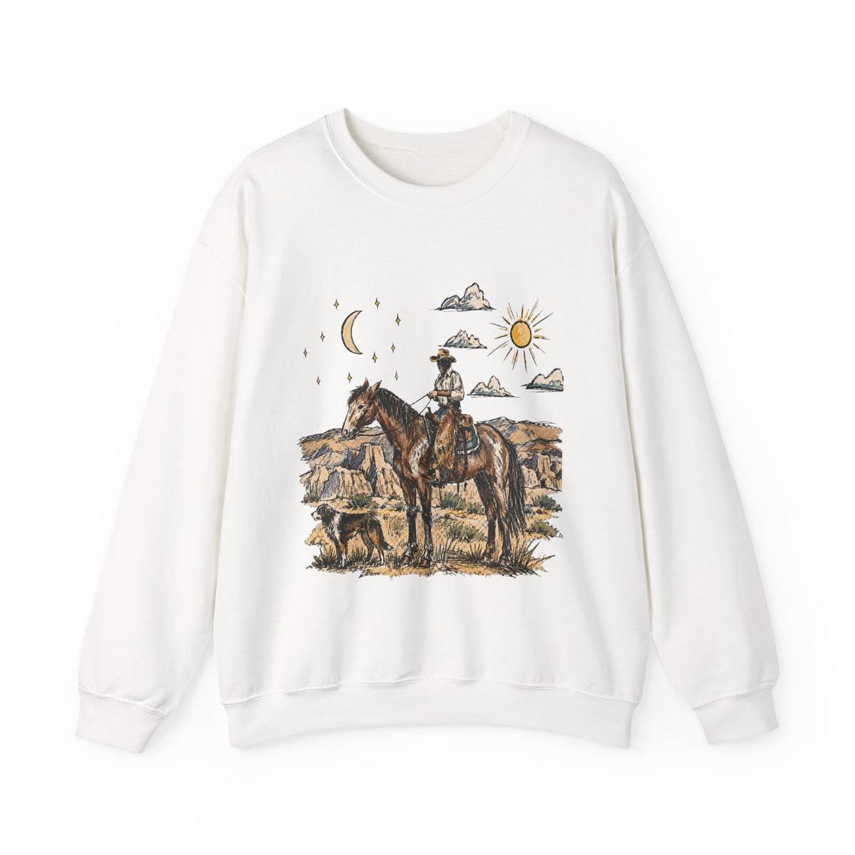 Cowboy sun up to sun down sweater with color