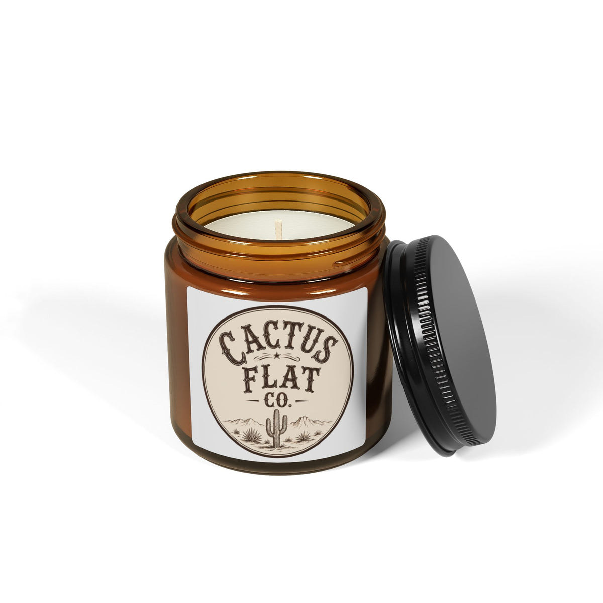 Cactus flat co. Scented Soy Candle (Multi-Size, Amber Jar)