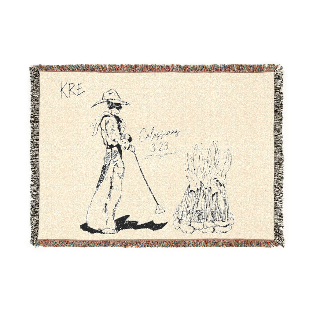 Cowboy bible verse Woven Blanket