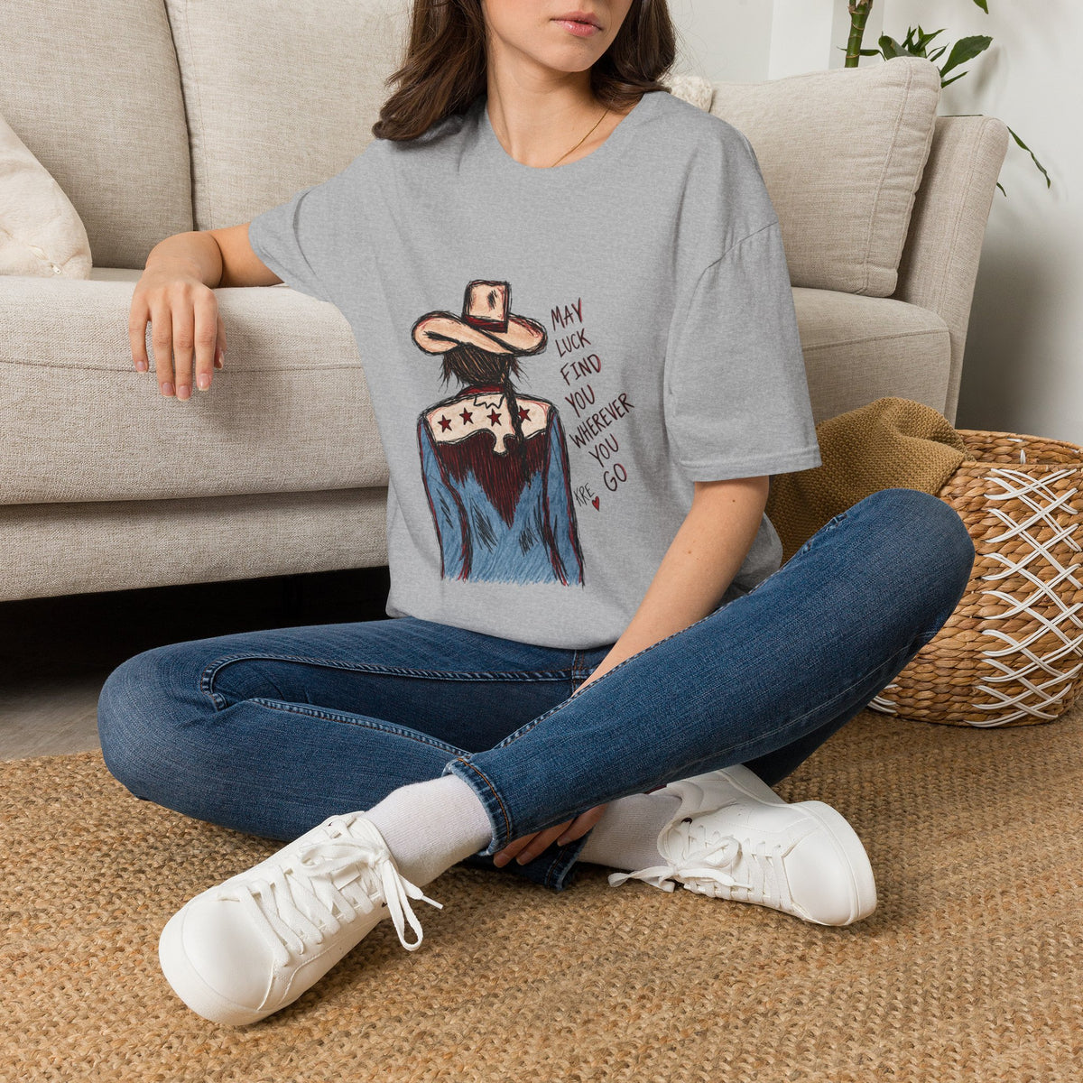 May luck find you wherever you go cowgirl T-shirt