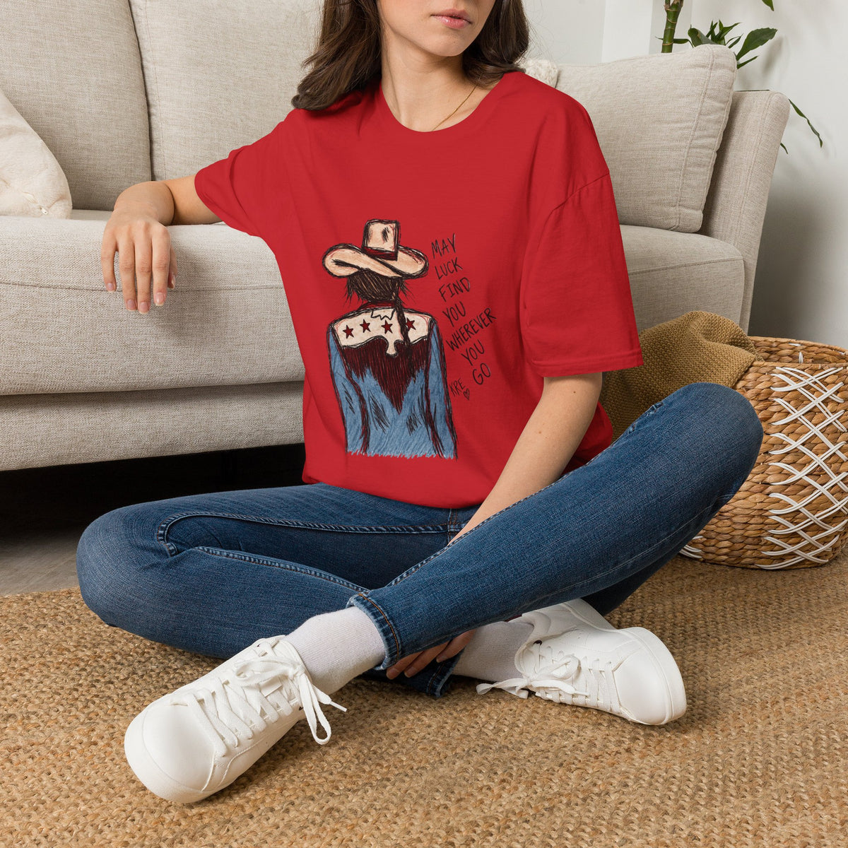 May luck find you wherever you go cowgirl T-shirt