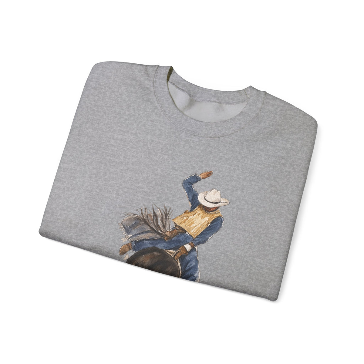 Watercolor bullriding Crewneck Sweatshirt artist Paula burtt-emry