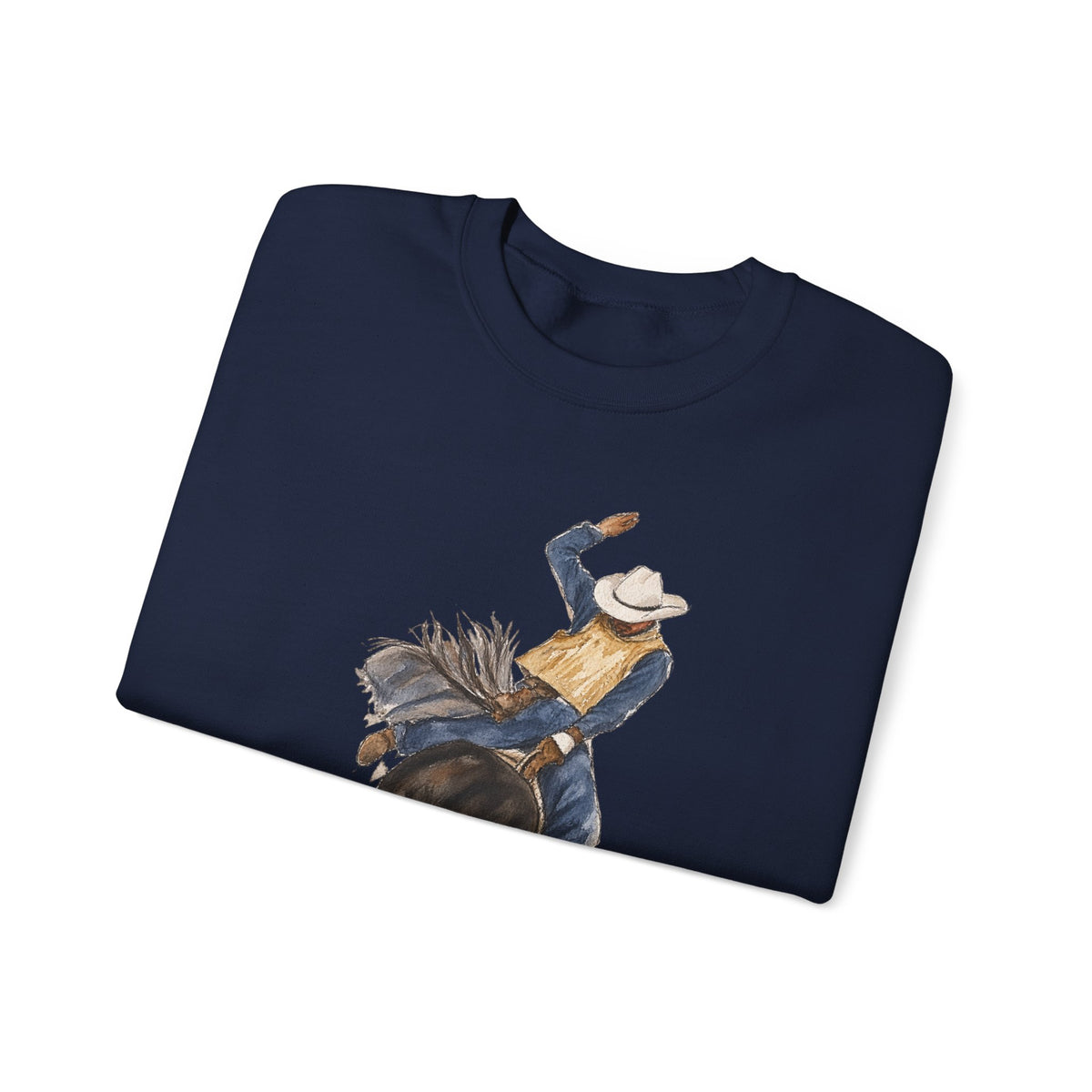 Watercolor bullriding Crewneck Sweatshirt artist Paula burtt-emry