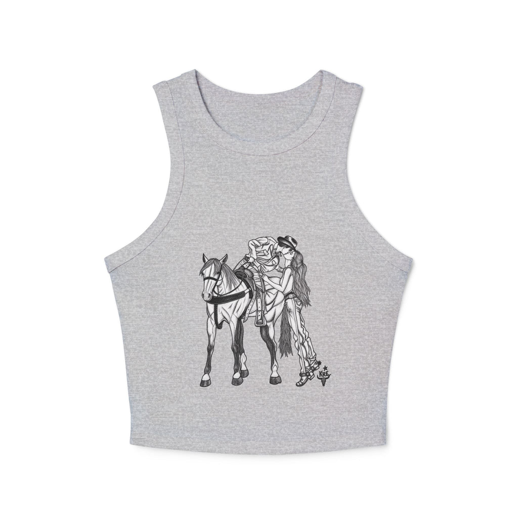 Kiss me cowboy Women's Micro Rib Racer Tank Top