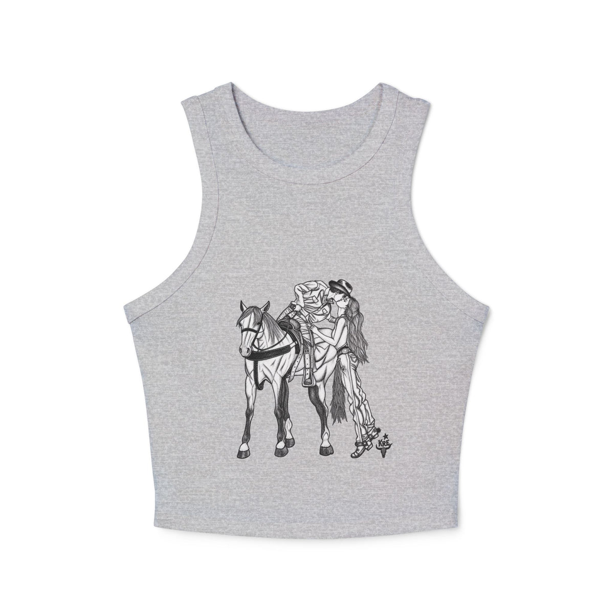 Kiss me cowboy Women's Micro Rib Racer Tank Top