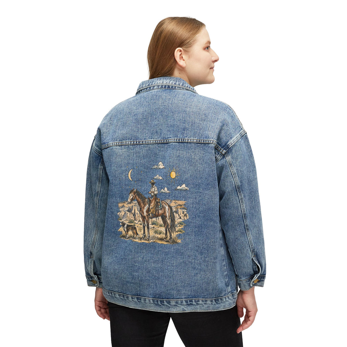 Cowboy sun up to sun down denim jacket with color
