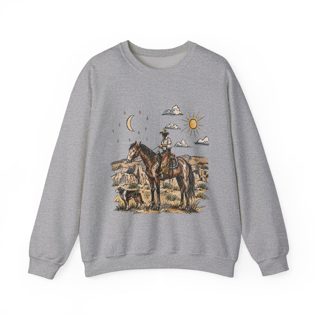 Cowboy sun up to sun down sweater with color
