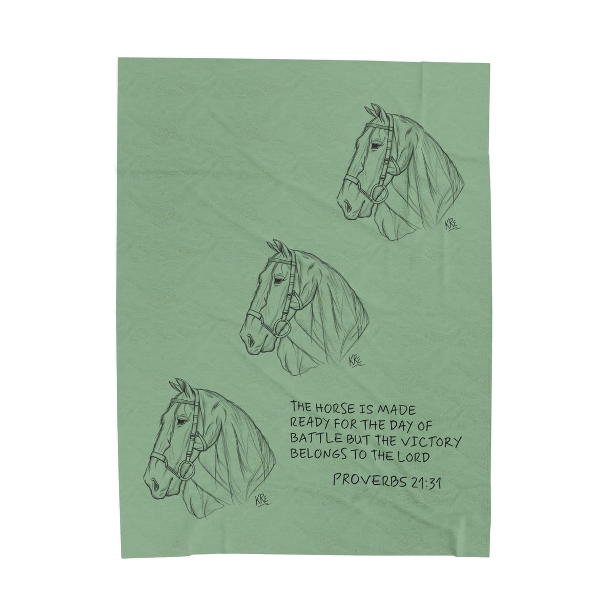 Velveteen Plush Blanket — Horse Sketch & Proverbs 21:31