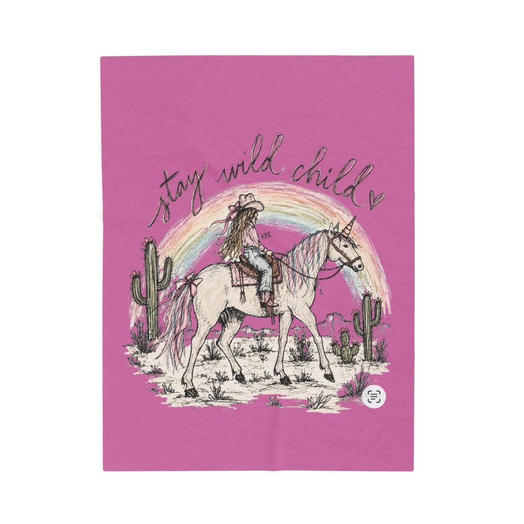 Stay wild child plush blanket
