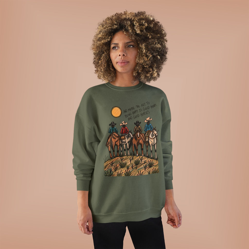Good friends and good horses crewneck