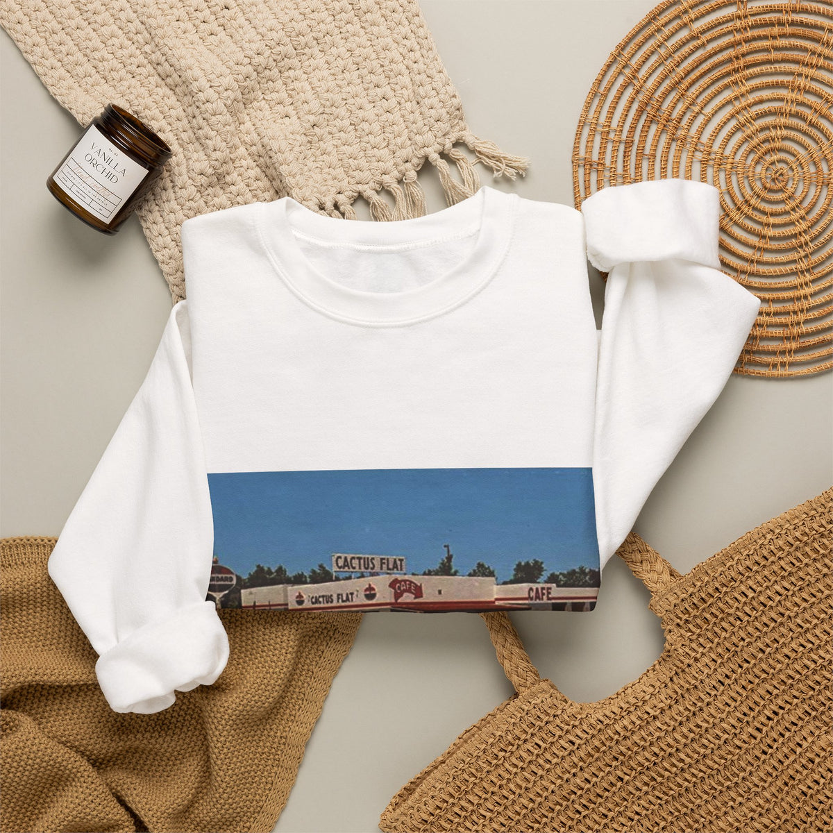 Cactus flat vintage photo Crewneck Sweatshirt