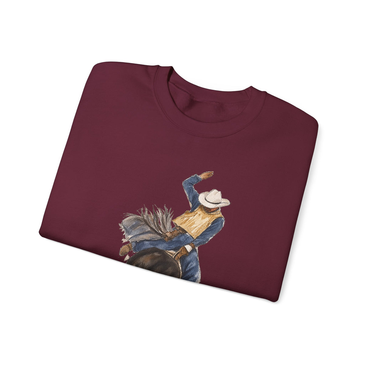 Watercolor bullriding Crewneck Sweatshirt artist Paula burtt-emry