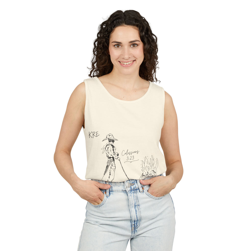 Cowboy bible verse Unisex Garment-Dyed Tank Top