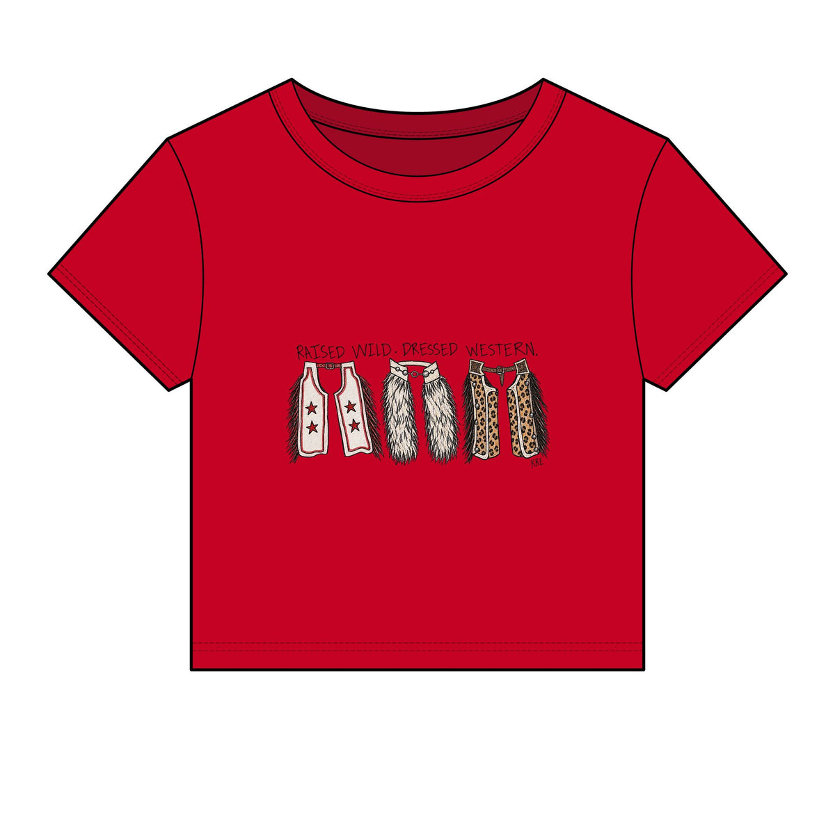 Raised wild,dressed western baby tee