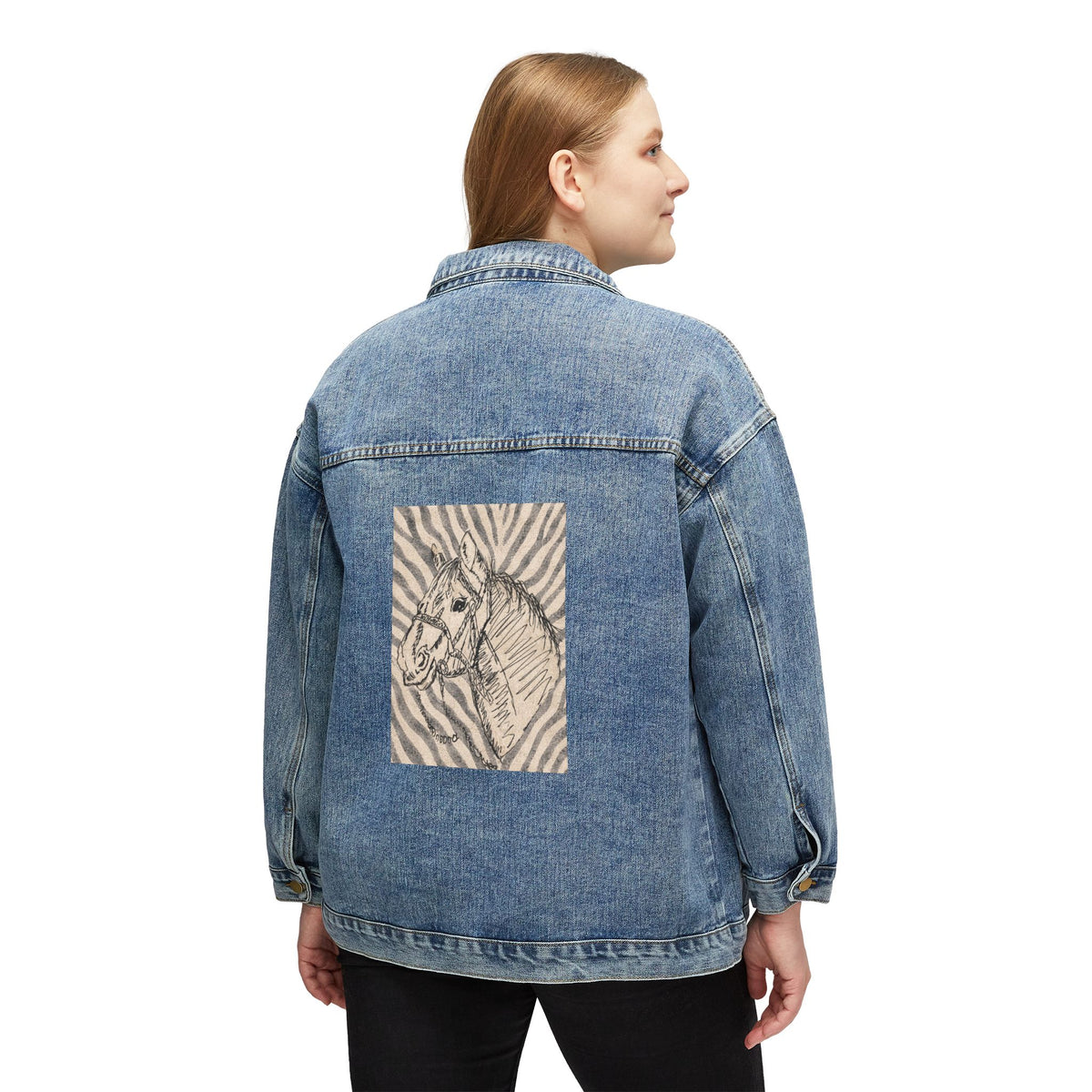 Zebra horse denim jacket