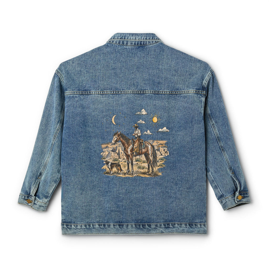 Cowboy sun up to sun down denim jacket with color
