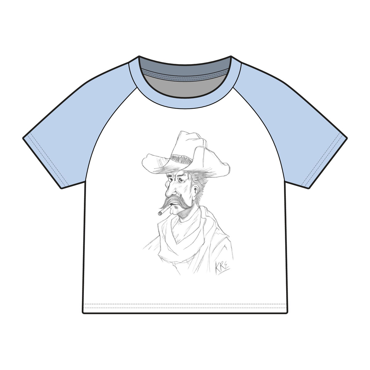 Hand drawn Marlboro man raglan baby tee