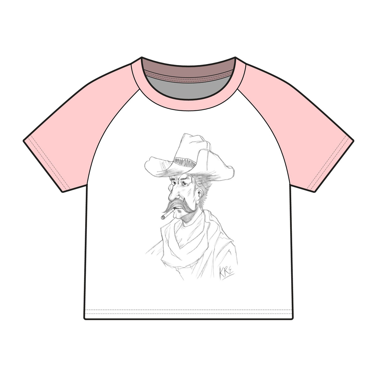 Hand drawn Marlboro man raglan baby tee