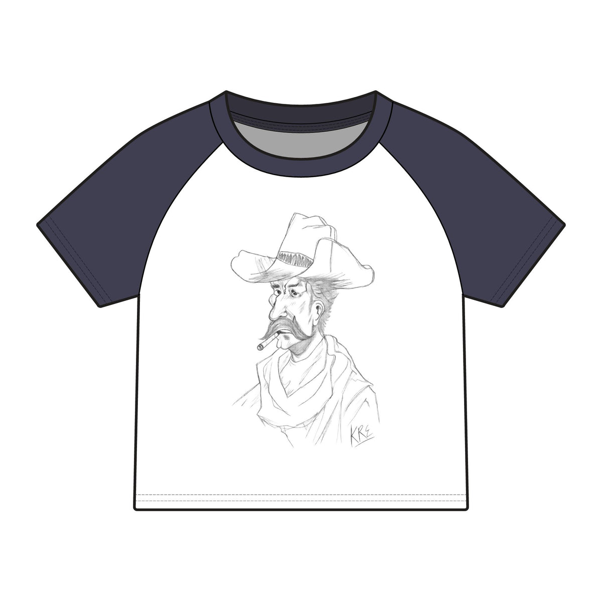 Hand drawn Marlboro man raglan baby tee