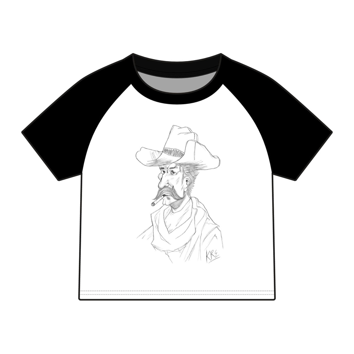 Hand drawn Marlboro man raglan baby tee
