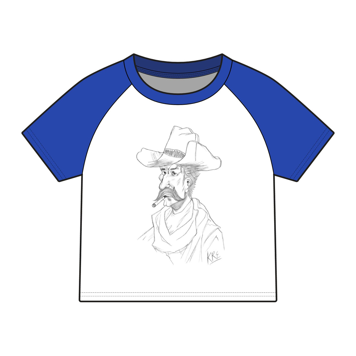 Hand drawn Marlboro man raglan baby tee