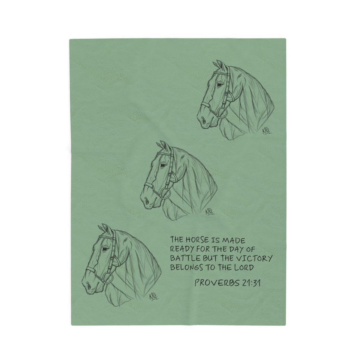 Velveteen Plush Blanket — Horse Sketch & Proverbs 21:31