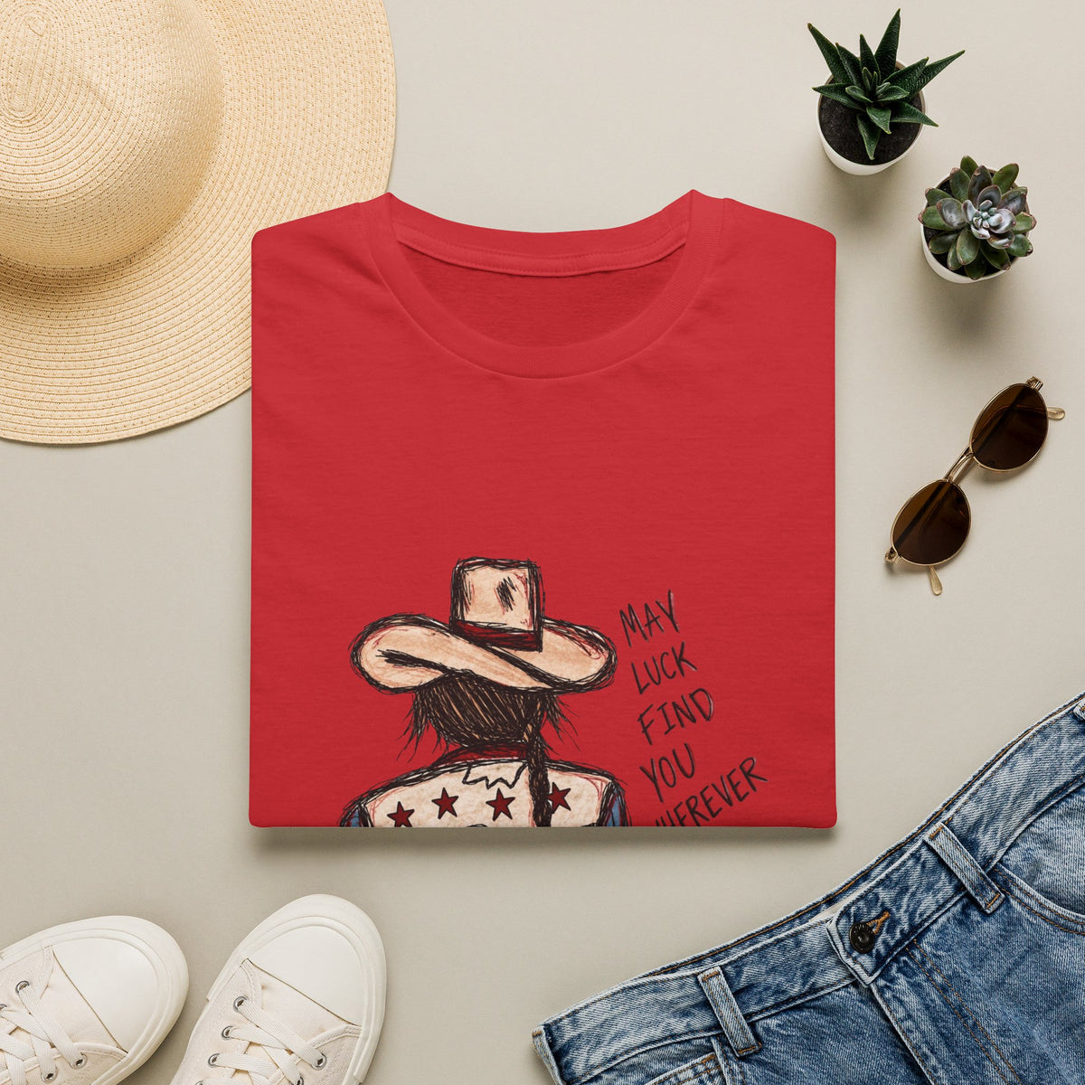 May luck find you wherever you go cowgirl T-shirt