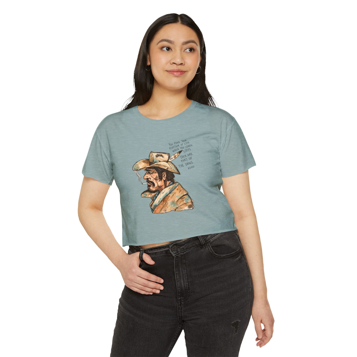 A cowboys word crop top