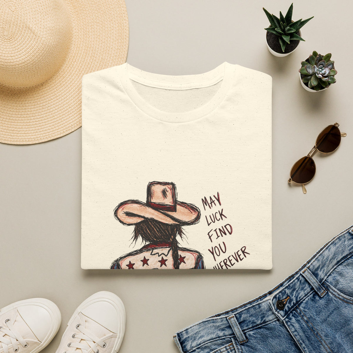 May luck find you wherever you go cowgirl T-shirt