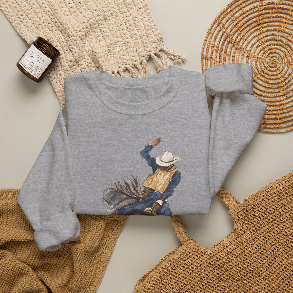Watercolor bullriding Crewneck Sweatshirt artist Paula burtt-emry