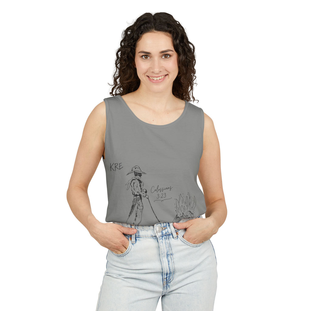 Cowboy bible verse Unisex Garment-Dyed Tank Top