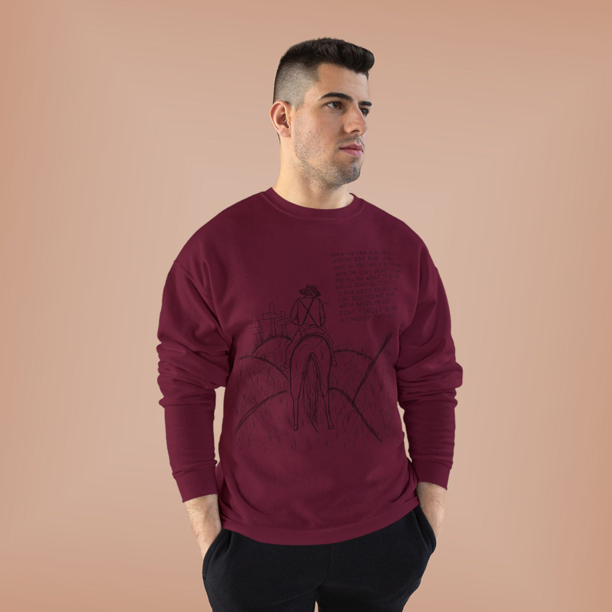 Cowboy that’s all poem crewneck