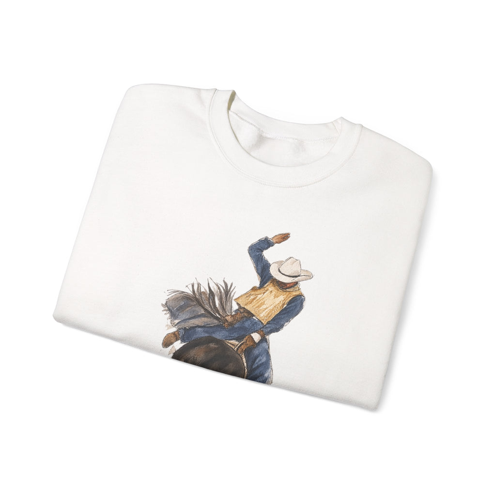 Watercolor bullriding Crewneck Sweatshirt artist Paula burtt-emry