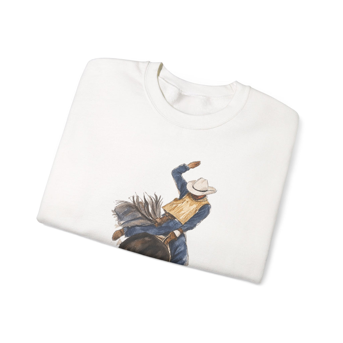 Watercolor bullriding Crewneck Sweatshirt artist Paula burtt-emry
