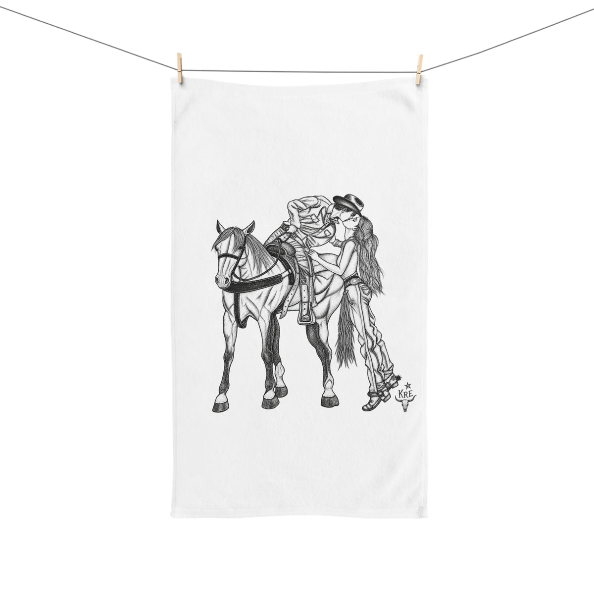 Kiss me cowboy Hand Towel