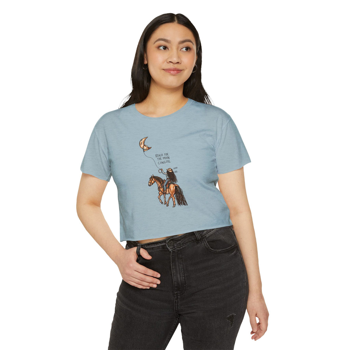 Reach for the moon cowgirl crop top