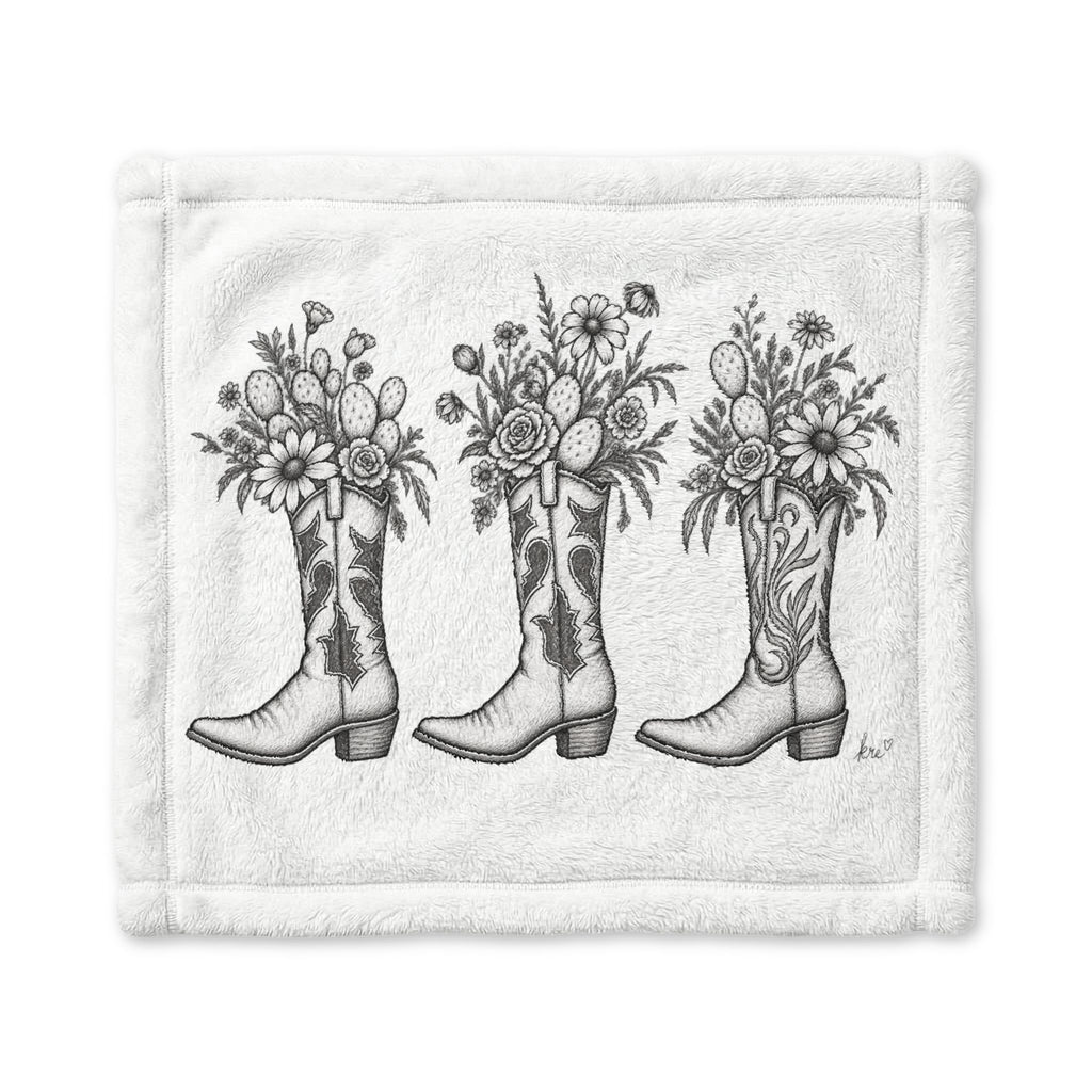 Wild flowers & wild boots baby minkey blanket
