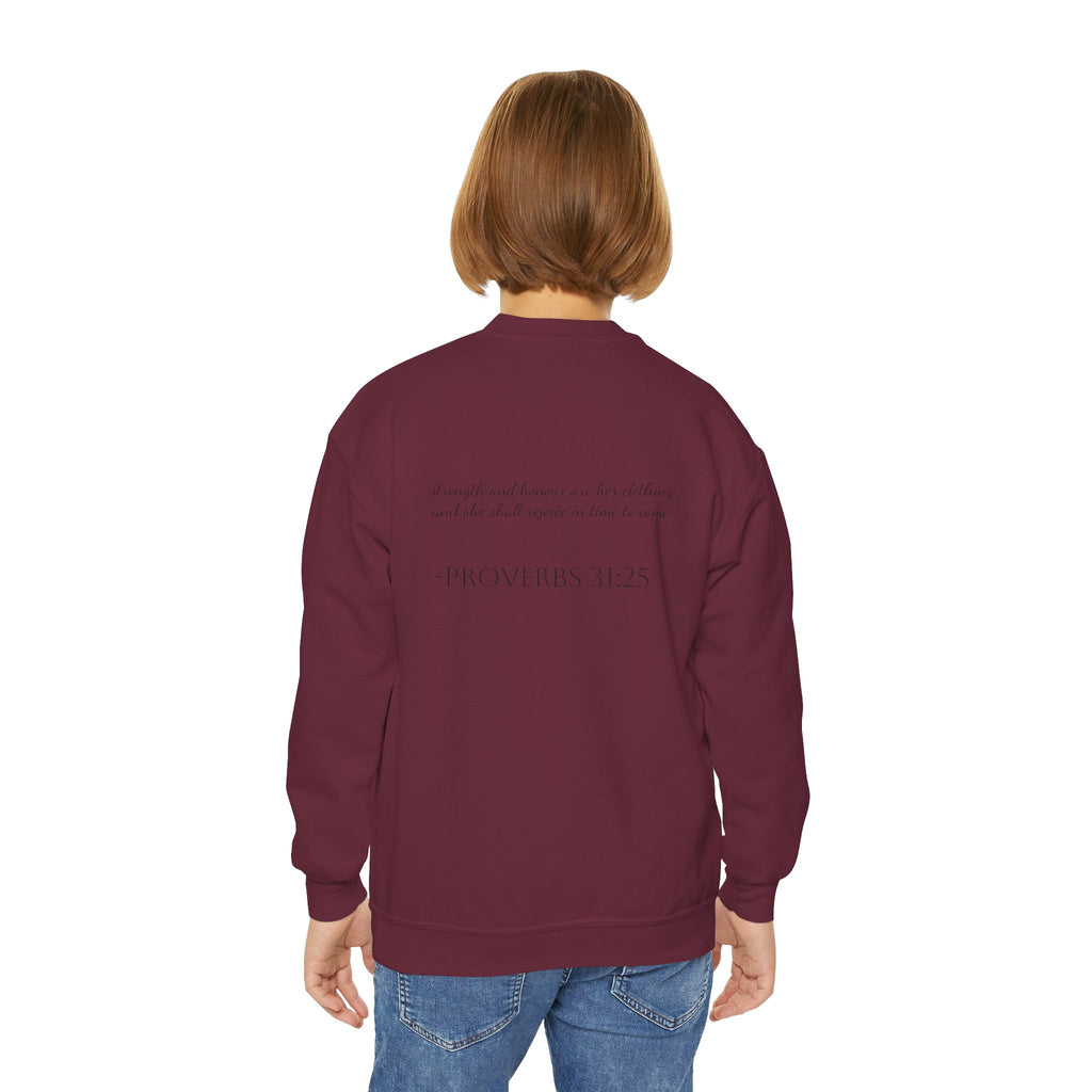 Youth Crewneck Sweatshirt cowgirl bible verse