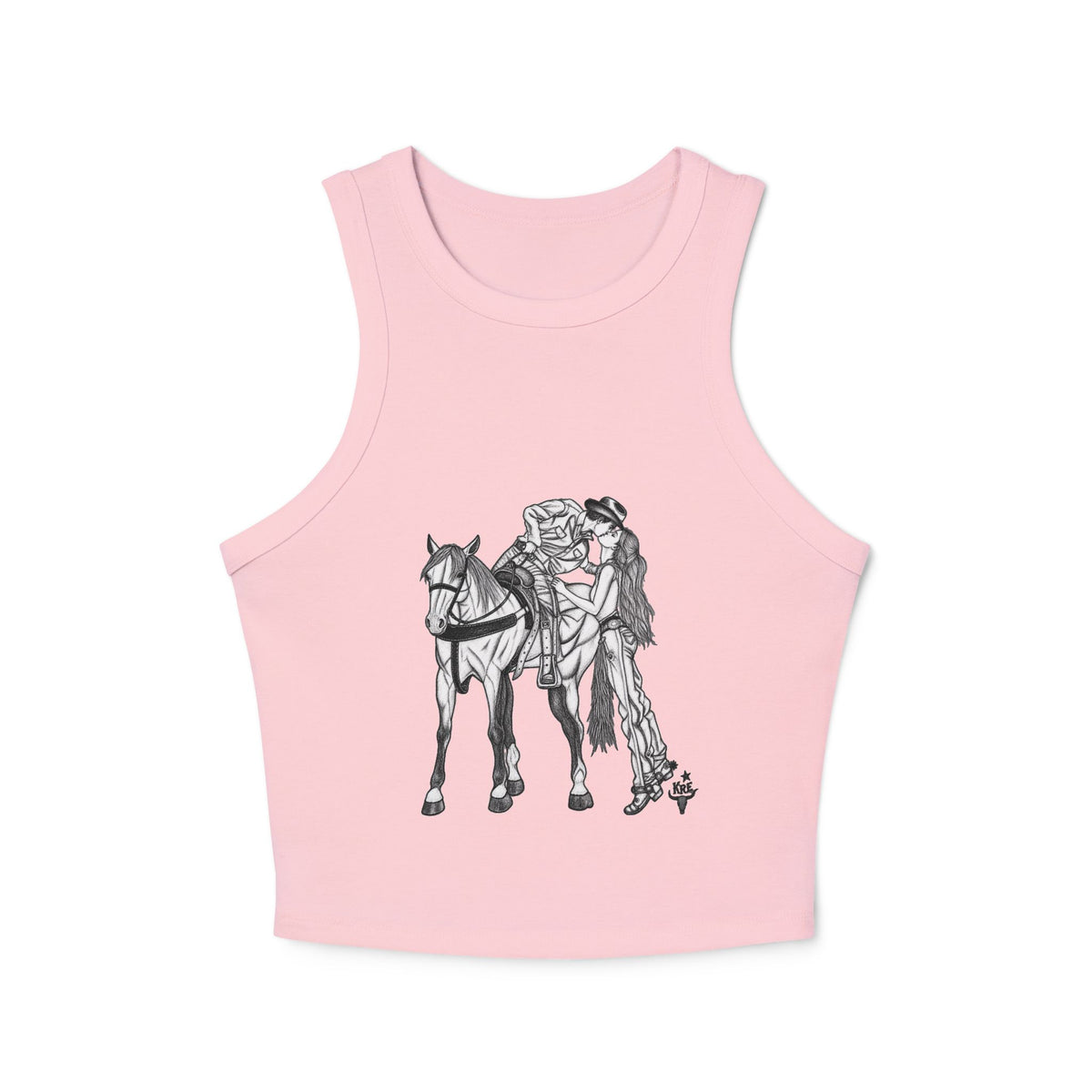 Kiss me cowboy Women's Micro Rib Racer Tank Top